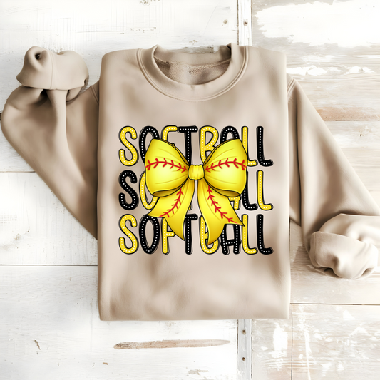 Cute Softball Bow Crewneck